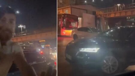 Beyoğlu’nda trafikte tartışma! Arabaya tekme ve yumruklu saldırdı