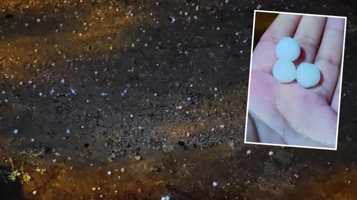 Bir anda misket büyüklüğünden dolu yağdı! Şoförler güç anlar yaşadı