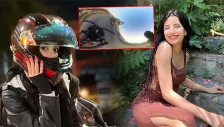 Fenomen motorcu Saniye’nin vefata gidişi kask kamerasında