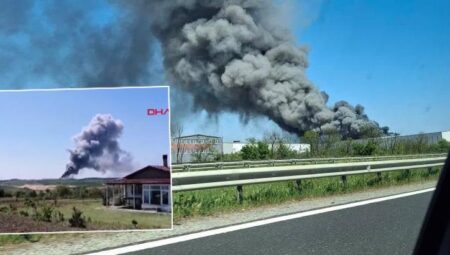 Tekirdağ’da kot fabrikasında yangın: Dumanlar her yerden görülüyor