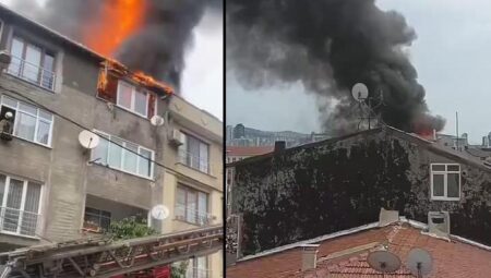Ataşehir’de 5 katlı binanın çatısında yangın! Takımlar sevk edildi
