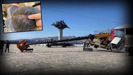 İzmir’de vinç devrildi! Çalışanlar gazetecilere saldırdı