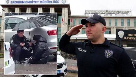 Yaralı öğrenciyi şemsiye ile yağmurdan muhafazaya çalışan polis o anları anlattı