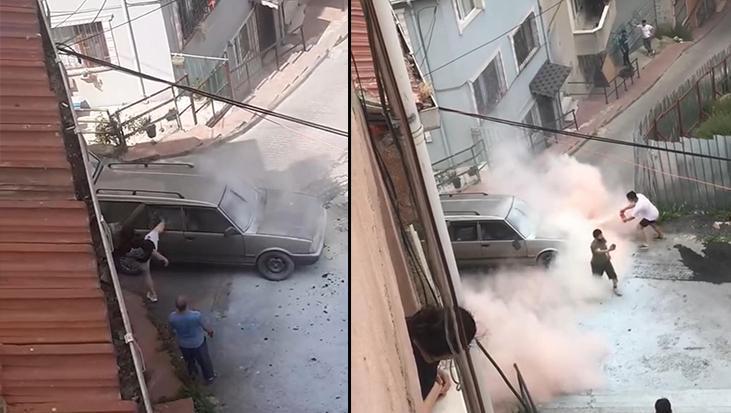 Aracı yanan şoför öfkeden cam ve aynaları kırdı
