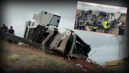 Kocaeli’nde feci kaza! Karpuz yüklü TIR devrildi: 1 meyyit, 3 yaralı