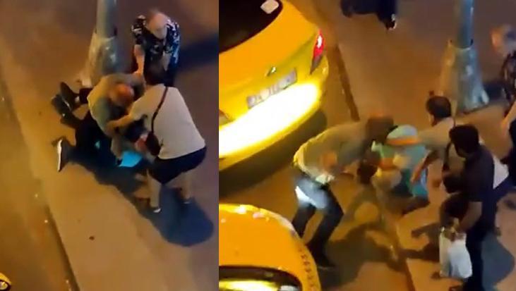 Taksicilerin müşteri alma hengamesi: Yumruk atıp yerde sürüklediler