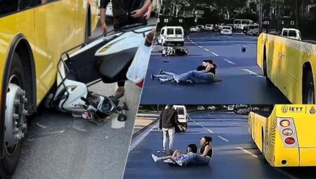 Tıpkı yerde 2 İETT otobüsü kazası! Motosikletteki 3 kişilik aile vefattan döndü