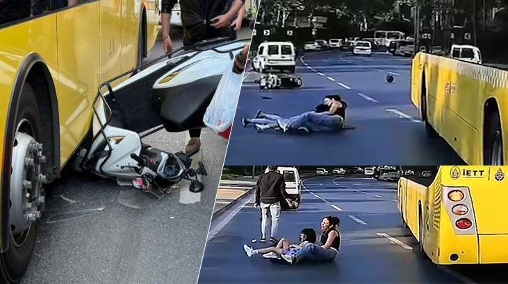 Tıpkı yerde 2 İETT otobüsü kazası! Motosikletteki 3 kişilik aile vefattan döndü
