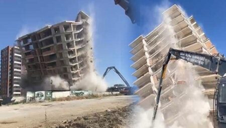 13 katlı bina tek bir darbe ile yıkıldı! ‘Sarsıntı çok şiddetliydi’