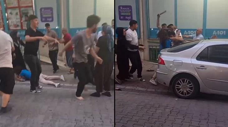 Esenyurt’ta zincir markette başlayan hengame sokağa taştı! Tekmeler, yumruklar ve demir çubuklar havada uçuştu