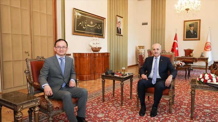 TBMM Başkanı Kurtulmuş, Çin’in Ankara Büyükelçisi Xuebin’i kabul etti