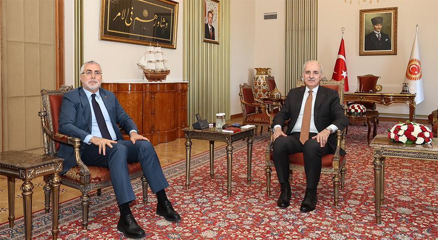TBMM Başkanı Numan Kurtulmuş, Çalışma ve Sosyal Güvenlik Bakanı Işıkhan’ı kabul etti