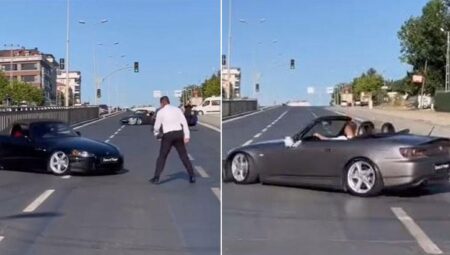Trafik magandaları kamerada! Kırmızı ışıkta drift attılar