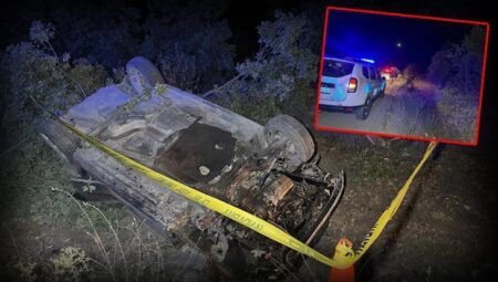 Uşak’ta denetimden çıkan araba şarampole devrildi: 1 meyyit, 2 yaralı